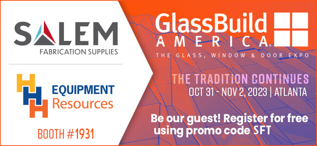 Be our guest at Glassbuild America 2023.  Register for free using promo code "SFT"